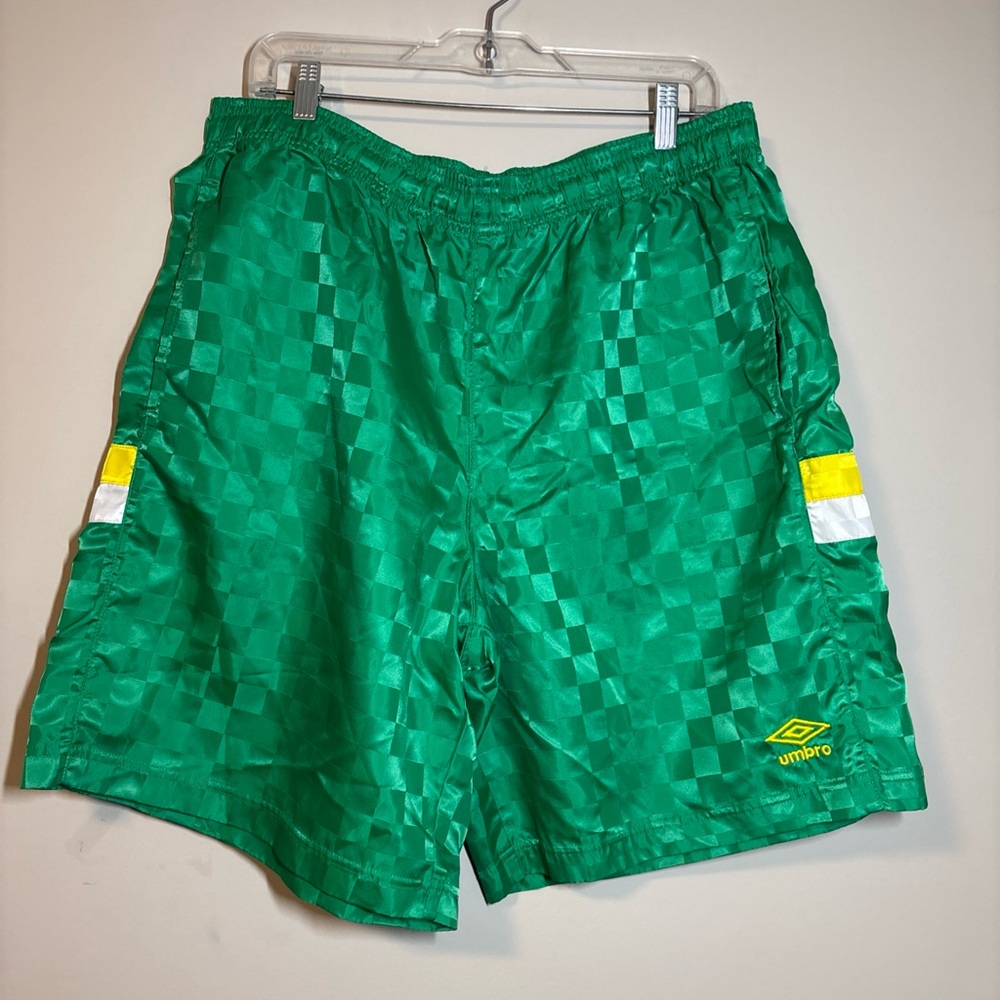 Umbro Men’s Emerald Green Athletic Shorts with Yellow & White Accents